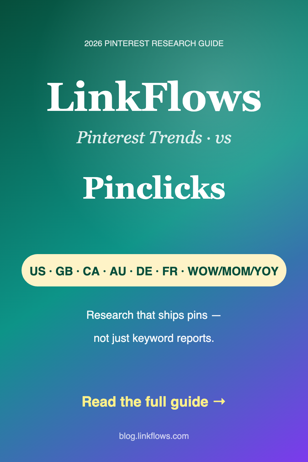 Pinterest pin: LinkFlows Pinterest Trends vs Pinclicks — multi-region growth-first one tool